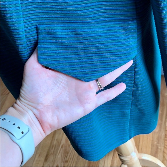 Designer MISOOK Striped Green and Blue Jacket with Decorative Buttons - Picture 5 of 11